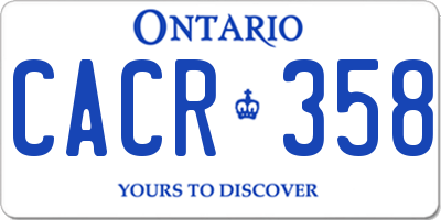 ON license plate CACR358