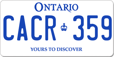 ON license plate CACR359