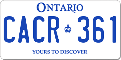 ON license plate CACR361