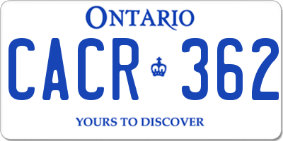 ON license plate CACR362