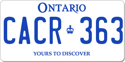 ON license plate CACR363