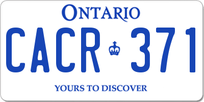 ON license plate CACR371