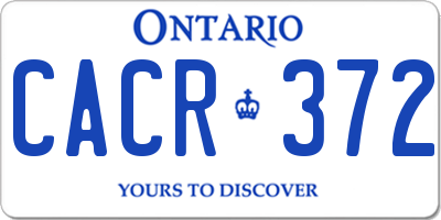 ON license plate CACR372