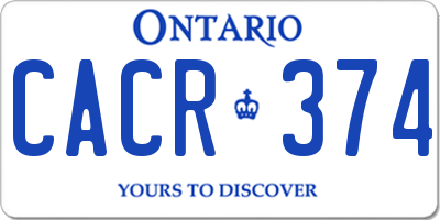 ON license plate CACR374