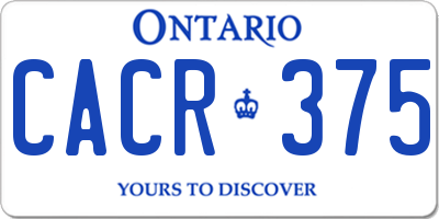 ON license plate CACR375