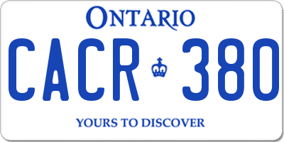 ON license plate CACR380