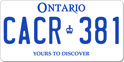 ON license plate CACR381