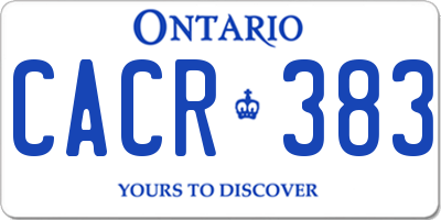 ON license plate CACR383