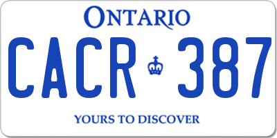 ON license plate CACR387