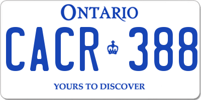 ON license plate CACR388