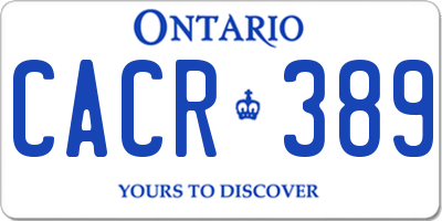 ON license plate CACR389