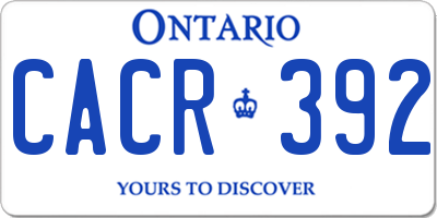 ON license plate CACR392