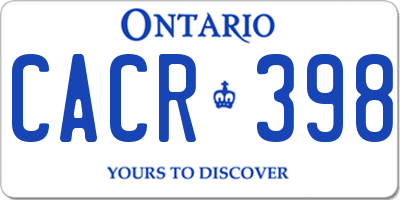 ON license plate CACR398