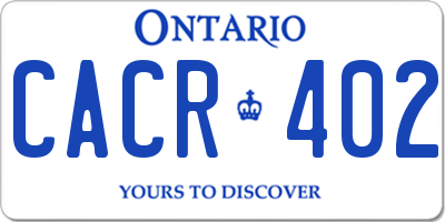 ON license plate CACR402