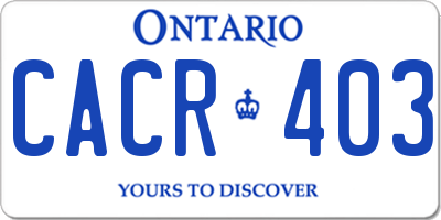 ON license plate CACR403