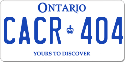 ON license plate CACR404