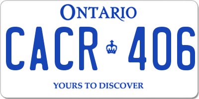 ON license plate CACR406