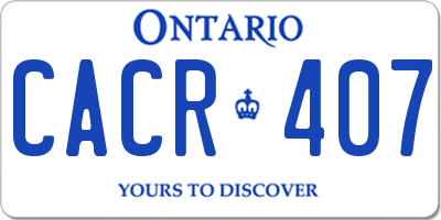 ON license plate CACR407