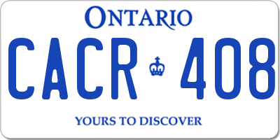 ON license plate CACR408