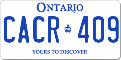 ON license plate CACR409