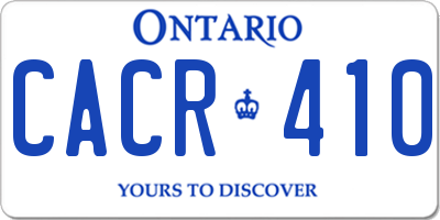 ON license plate CACR410