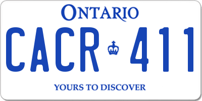 ON license plate CACR411