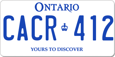 ON license plate CACR412