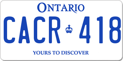 ON license plate CACR418