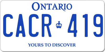 ON license plate CACR419