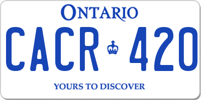 ON license plate CACR420