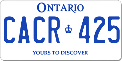 ON license plate CACR425