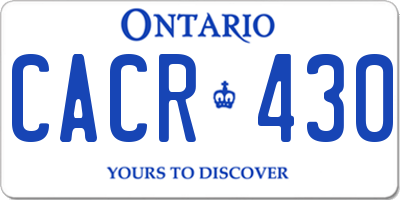 ON license plate CACR430