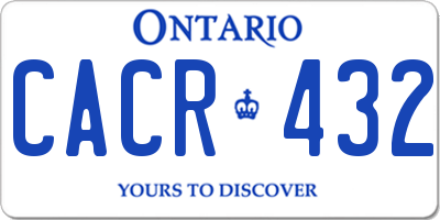 ON license plate CACR432