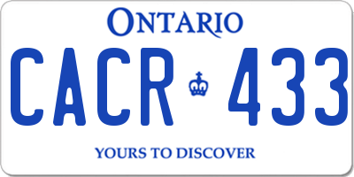 ON license plate CACR433