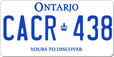 ON license plate CACR438