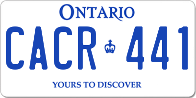 ON license plate CACR441