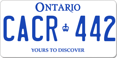 ON license plate CACR442