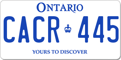 ON license plate CACR445