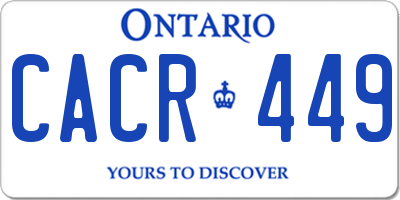 ON license plate CACR449