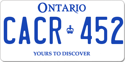 ON license plate CACR452