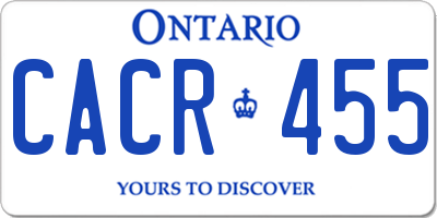 ON license plate CACR455