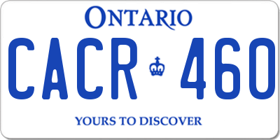 ON license plate CACR460