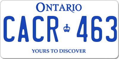 ON license plate CACR463