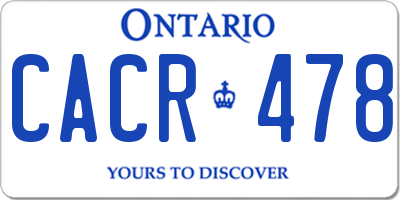 ON license plate CACR478