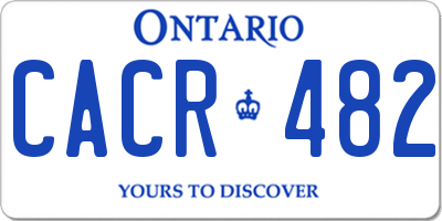 ON license plate CACR482