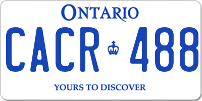 ON license plate CACR488