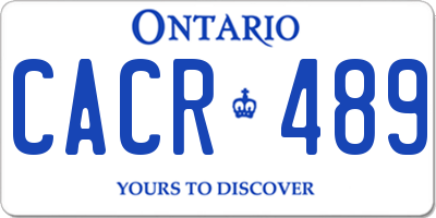 ON license plate CACR489