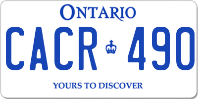 ON license plate CACR490