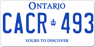 ON license plate CACR493