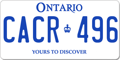 ON license plate CACR496